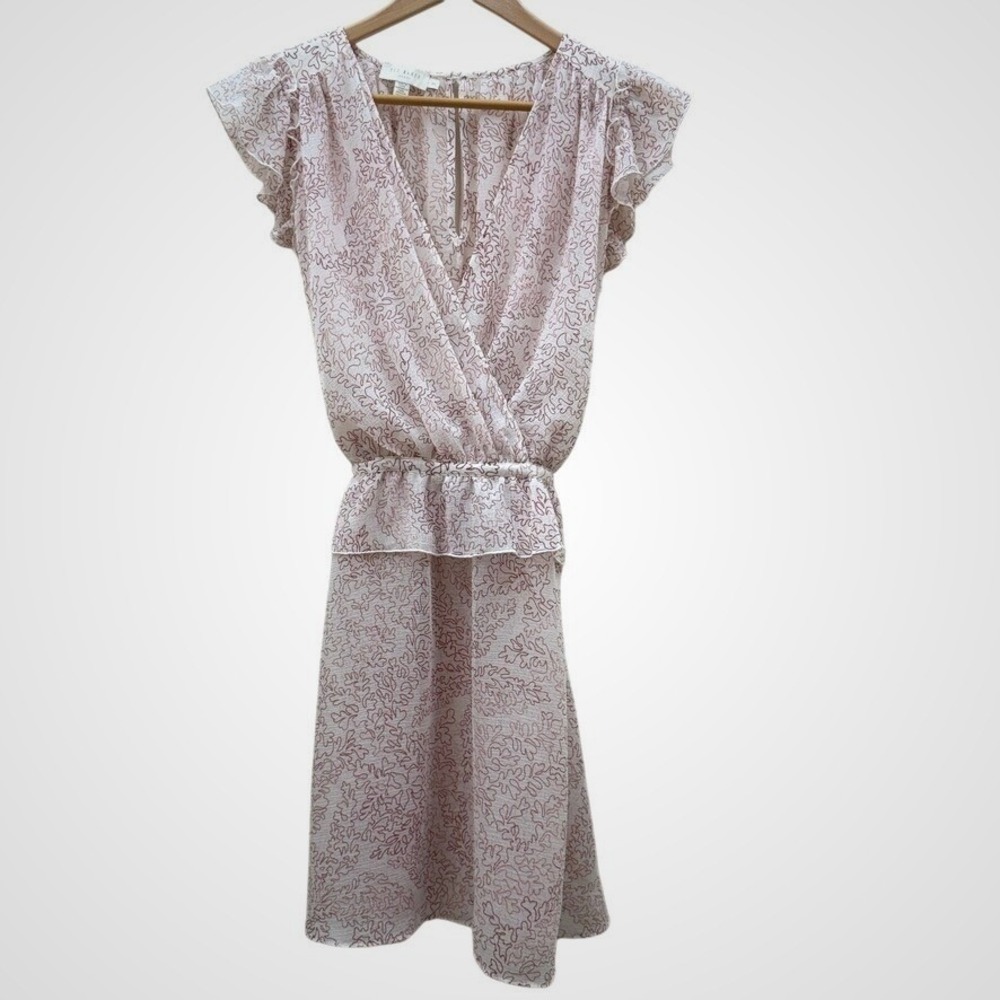 Ted Baker Womens Dress Size 2 Chiffon Ruffle Sleeve Knee Length Romantic Summer
